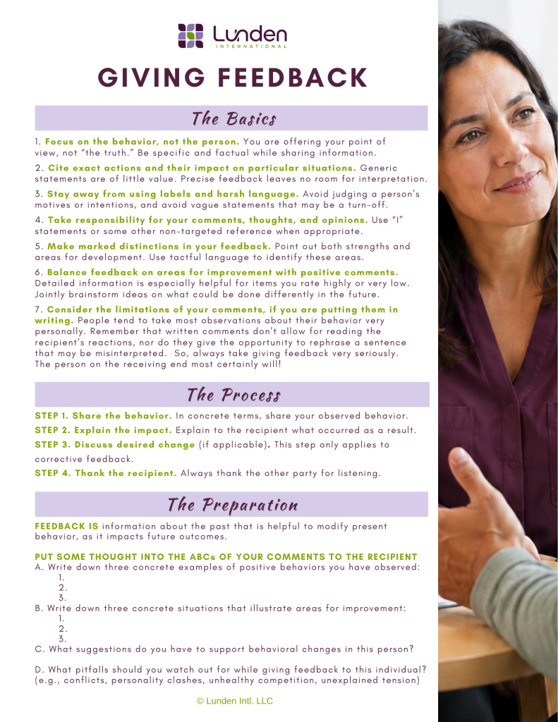 Quick Reference Guide: Giving Feedback